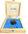 Hella Accurate Optical Center Punch Set With 9X Magnifying Bullseye And Crosshair Lenses in wooden box for precise layout marking tasks.