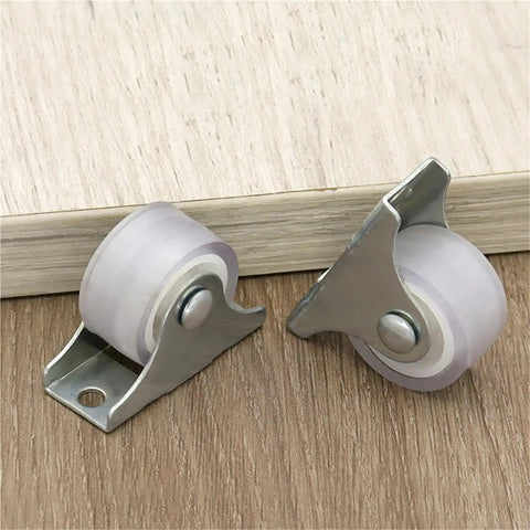 12 Pack One Inch Directional Caster Wheels With Sturdy Flat Plate Base Rolls Smoother Than Butter For Heavy Furniture And Cases Totally Legit Heavy Duty Setup. Close-up of rubber caster wheels with steel plates.
