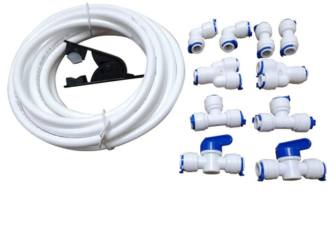 3/8 Inch Quick Connect Water Purifier Tubing Fittings For RO System With Ball Valve And L, Y, I, T Type Ports Includes PVC Hose Cutter