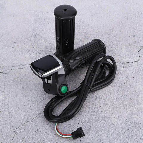Electric Bike Throttle Grip With Key And LCD Display For 36V And 48V E Bikes And Scooters Speed Governing Thumb Throttle Waterproof 6 Core Cable Durable Ebike Throttle Bolt Kit For Smooth Acceleration