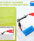 USB charging cable with indicator and Two Pack 7.4V 1200mAh SM4P Plug Rechargeable Battery For EC08 RC Toy Car Model