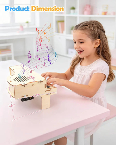 Totally Fun Playable Wooden Piano STEM Toy Kit For Kids And Teens Buildable 3D Puzzle Craft Set For Girls And Boys Ages 8 9 10 11 12 13 14 15 16 Kid Approved Educational Musical Gift For Holidays And Birthdays, 6.1 in