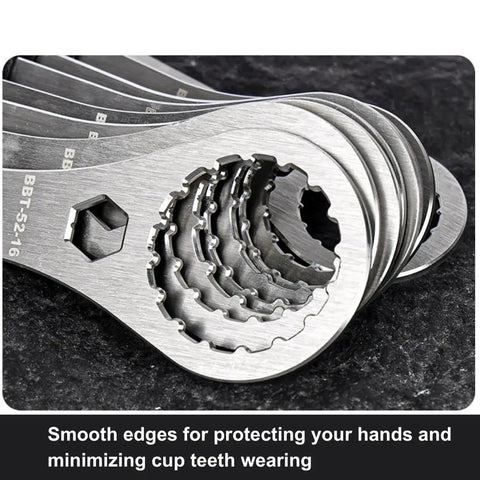 44mm OD 16-Notch Threaded Bottom Bracket Tool For Shimano Hollowtech SRAM Truvativ Campagnolo showing stainless steel edges