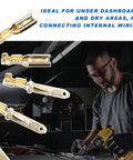 Electrical Wire Connectors Kit With 432 Pieces for motorcycle car boat; mechanic working with crimp connectors under dashboard
