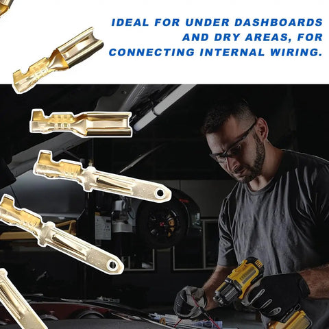 Electrical Wire Connectors Kit With 432 Pieces for motorcycle car boat; mechanic working with crimp connectors under dashboard