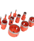 Grab This Awesome 11 Piece Hole Saw Kit With Hex Shank For Cutting Ceramic Tile Marble And Stone. Includes Cooling Wax And Chip Removal Tech To Make Drilling Fast Smooth And Super Easy For Any Pro Project Or Weekend DIY Warrior Who Wants Top Results., 11-piece diamond hole saw kit, orange, assorted sizes