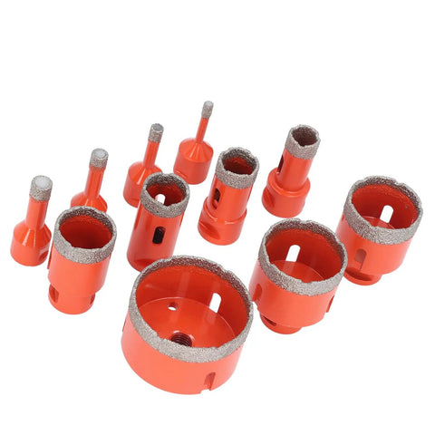 Grab This Awesome 11 Piece Hole Saw Kit With Hex Shank For Cutting Ceramic Tile Marble And Stone. Includes Cooling Wax And Chip Removal Tech To Make Drilling Fast Smooth And Super Easy For Any Pro Project Or Weekend DIY Warrior Who Wants Top Results., 11-piece diamond hole saw kit, orange, assorted sizes