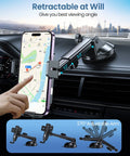 Auto Clamp Wireless Car Charger Mount, 15W Fast Charging, Universal Hands-Free Car Holder on dash with smartphone map