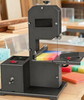 800W Benchtop Bandsaw For Small Workshops With 70mm Cutting Height And 90mm Throat Curves And Straight Cuts Tilting Metal Table