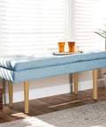 16 Inch Solid Rubber Wood Table Legs With M8 Hanger Bolts A Total Game Changer For Refreshing Your Setup Sleek Tapered Shape on a tufted bench.