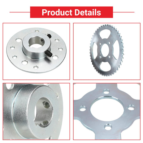 Go Kart Chain Sprocket Kit For 40 41 420 Chain, 48 Tooth Hub With 1 Inch Bore And Quarter Inch Keyway, product details image