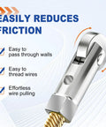 Zero friction pulley head of High Grade Spring Steel Fish Tape Wire Puller For Drywall And Concrete Conduit, 16 feet.