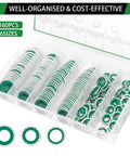 AC Compressor Seal Washers Kit 160 Piece Assortment With 6 Sizes For Automotive AC System Port Bonded Gasket Set in plastic case