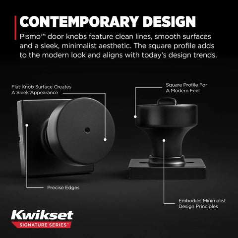 Interior Privacy Door Knob With Lock For Bedroom And Bathroom, Matte Black Doorknob With Square Modern Design