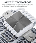 Close-up of White ARGB Low Profile CPU Air Cooler with six copper heat pipes and AGHP III technology for compact setups.