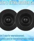 Two Pack Heavy Duty Trailer Axle Wheel Hub Dust Caps Bearing Center Replacement Cup With Four Rubber Plugs Fit Most 2500 To 3000 Lb Axles EZ Lube For Standard Trailer Hubs, image showing two black rubber caps