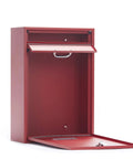 Wall Mounted Locking Vertical Dropbox Mailbox For Ultra Secure Mail Delivery In Durable Galvanized Steel Large Red With Full Open Bin Door And Two Keys