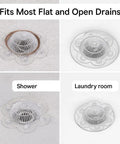 Kick Daily Drain Headaches To The Curb With This 2 Pack Hair Catcher Drain Cover with six suction cups in shower and laundry room.