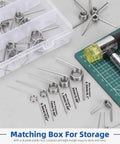 V Shaped Return Springs Set, 45 Piece Kit With 15 Sizes, stainless steel springs in box with tools on mat