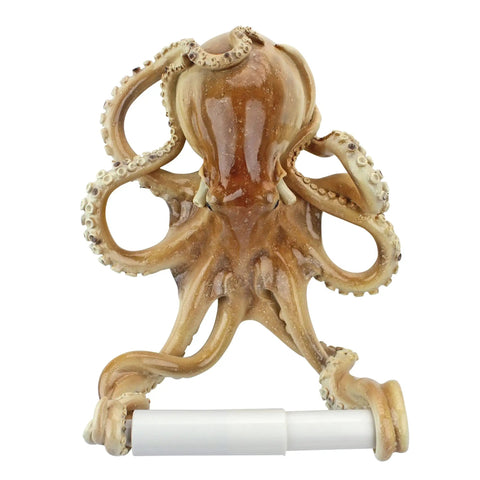 Tentacles Bathroom Toilet Paper Holder Hand Cast Resin With Real Crushed Stone Finish Hand Painted By Artisans Includes Three Keyhole Slots Durable Wall Mount A Dope Conversation Piece For Your Bathroom Decor And A Functional Roll Holder front view