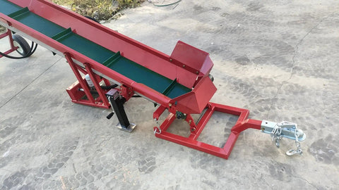 7HP Gas Powered Firewood Conveyor 18FT Long Log Conveyor With Hydraulic Adjustable Height And PVC Anti Slip Belt Portable Timber Elevator