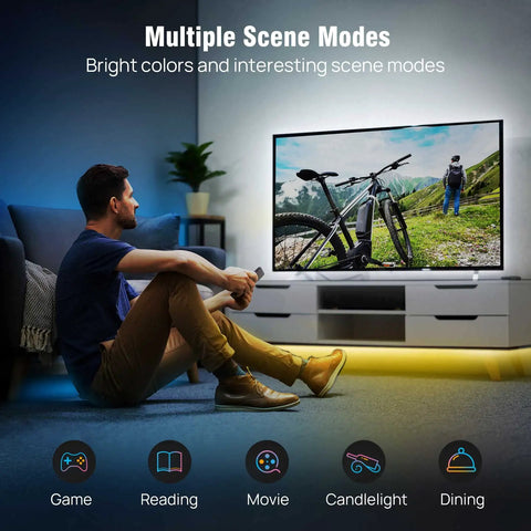 Smart WiFi LED Multicolor Light Strip 5M No Hub Needed Works With Google Assistant RGBW 1800 Lumens under TV