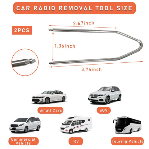 2 Piece Car Radio Removal Pry Tool Set With V Shaped Stainless Steel Release Tools For Auto Stereo Dash Disassembly tool dimensions