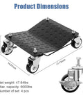 Heavy Duty Wheel Dollies Set Of 4 With Brakes 6000 Lbs Capacity High Tensile Steel Safe Lifting Rolling Under Load Built Tough For Daily Grind Beefy Workhorse Handles Loads Without Breaking Sweat Pro Shop Use Good For Mechanics Keep Garage Safe Now, 4-pack with 5.51-inch height