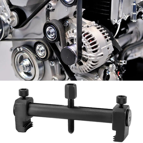 Beefy Universal Ribbed Drive Pulley Crankshaft Remover Tool Puller With Low Profile Arms For Restricted Engine Bays And Stubborn Seized Pulley Jobs 6.3 Inch Jaw Opening on engine and tool detail