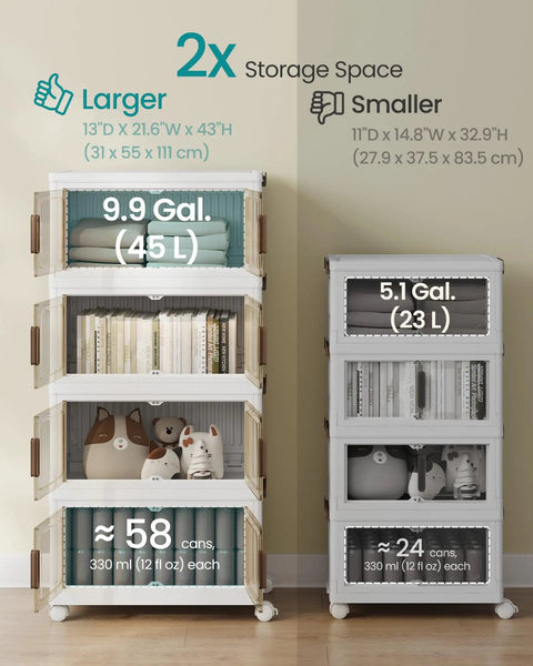 48 Quart Stackable Storage Cabinet With Wheels And Foldable Rolling Organizer Cart Featuring Easy Rollout Setup Straight Up Spacious Fabric Cubes Plus Lid As Game Changer Closet Solution