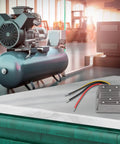 Heavy DC To DC Step Up Converter Boosts 12V Or 24V Straight To 48V Output At 5A IP68 Waterproof on workbench with wires.
