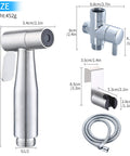 Dimensions of Handheld Bidet Sprayer For Toilet With Adjustable Water Pressure, Leak Proof Food Grade Stainless Steel Hose
