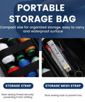 Portable storage bag with organized sewing kit, featuring thread spools, mesh strap, and accessories for Complete Sewing Kit For Adults.
