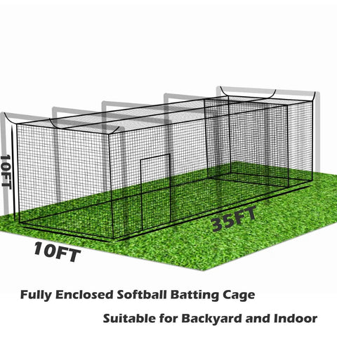 Baseball Batting Cage Net With Extra Striking Net For Backyard Or Indoor Use, 35 Ft Long By 10 Ft Wide By 10 Ft High, Net Only