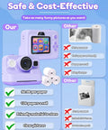 Instant Print Camera For Kids With 2.4 Inch Screen And Quick Photo Printing, Fun Portable Gift For Christmas Or Birthday, Ideal For Ages 3 To 12, Purple Color, Includes 32GB Memory Card, Lanyard, And Three Printing Paper Rolls Included. Purple kids instant print camera with 2.4-inch screen and BPA-free paper rolls