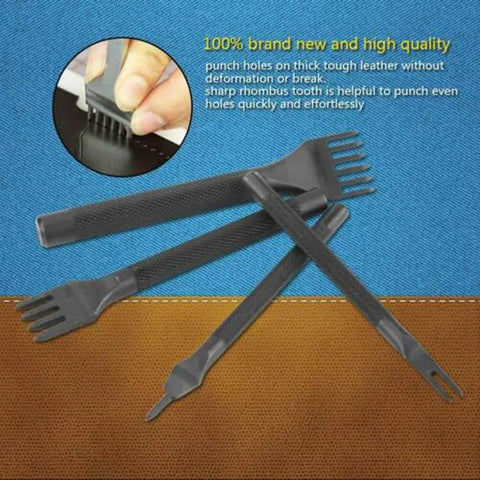 Leather Hole Punch Kit With 1 2 4 6 Prongs Beefed Up Heavy Duty Steel Punches for thick leather crafting and lacing.