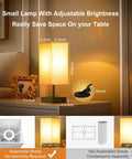 Beige Bedside Table Lamp With USB C And USB A Ports 3 Way Dimmable Touch Control LED Bulbs Included, eye friendly nightstand light.