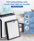 2 Pack Vital 100S Replacement Filter For Vital 100S And 100S-P Air Purifier, 3-In-1 High Efficiency Activated Carbon Filter shown.