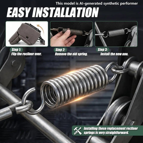 Step-by-step guide for installing Sturdy Two Pack Recliner Tension Springs Precisely 2 7/8 Inches Long With 18 Tight Coil Windings.