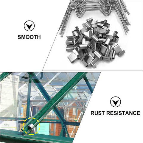 Greenhouse Glass Pane Fixing Clips W Shaped And Z Type Wire Clamps Stainless Steel Windproof Glazing Repair Kit For Glass Houses Durable Rust Resistant Garden Greenhouse Hardware