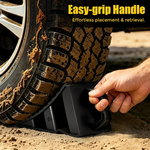 Rugged Heavy Duty Hard Plastic Wheel Chocks With Handles 2 Pack Non Slip Tire Chocks for Trucks RVs Campers ATVs Cars Boats