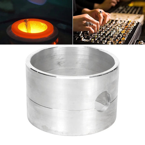 DIY Jewelry Casting Kit With Aluminum Alloy Cylindrical Sand Casting Mold For Ring Making And Small Batch Metal Jewelry, Casting Flask For Handmade Crafts And Studio Projects, silver cylindrical aluminum mold