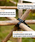 Heavy Duty Metal Zip Ties Kit With Cable Tie Gun, 100 Pack, 11.8 Inch, UV Resistant Black Stainless Steel Ties used on wooden fence