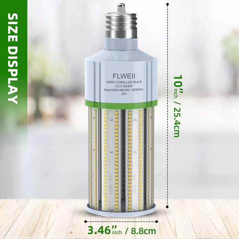 Size display of Beast Bright LED Corn Light Bulb 100W Equivalent 14000 Lumens 5000K Daylight E39 Mogul Base 208-480V