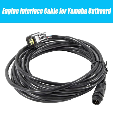 Yamaha Outboard Engine Interface Starter Kit For Marine Data Network cable close-up, showing connectors and coiled wiring