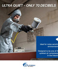 Person in protective gear using a spray gun with Heavy Hitter 2.0 HP Oil Free Air Compressor With 10 Gallon Steel Tank And Rolling Wheels.