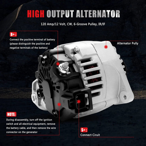 Drop In Alternator Replacement for Nissan Maxima 3.5L V6 2004 2005 2006 2007 2008 Fits SE SL Premium Elite 2004