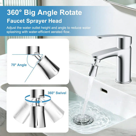 Slick 360 Degrees Swivel Faucet Aerator With Four Spray Modes Heavy Duty Chrome Sink Sprayer Attachment For Kitchen Bathroom Smooth Operator Water Saver Easy Install Design