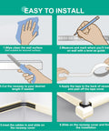 Illustration showing installation steps for 254 Inch Cord Hider for Wall Wires and TV Cables Easy Cable Management Kit.