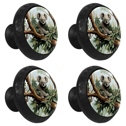 4 Pack Koala Cabinet Pulls Crystal Glass Face With Plastic Backing For Kitchen Cabinets And Drawers 3D Pattern Koala Design